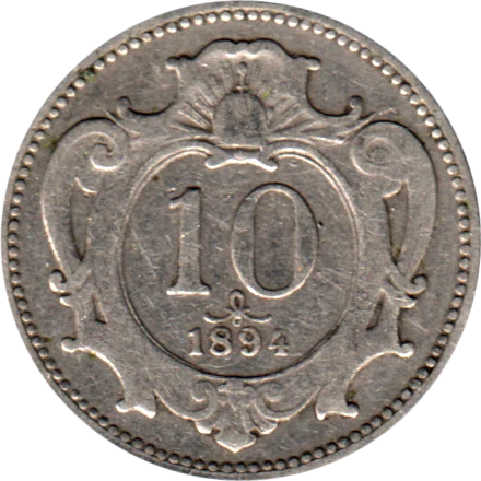 10 heller, 1894 Reverse