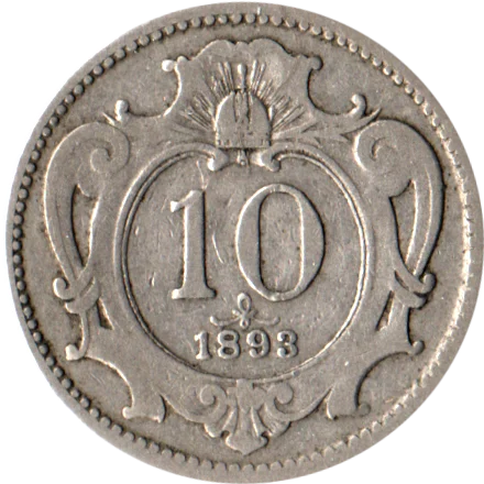 10 heller, 1893 Reverse