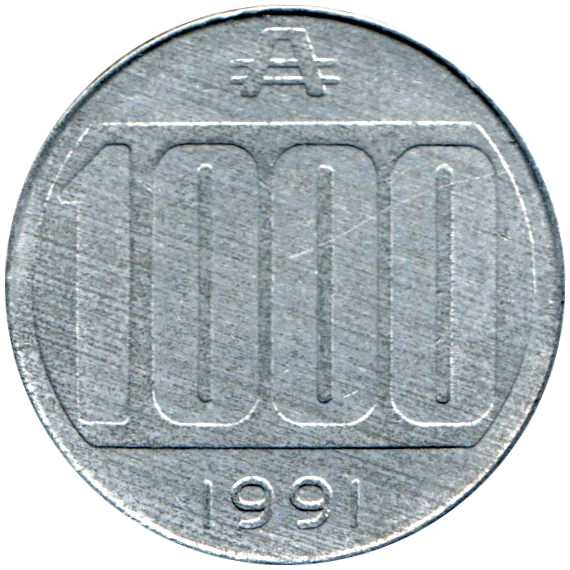 1000 Australes, 1991 Reverse