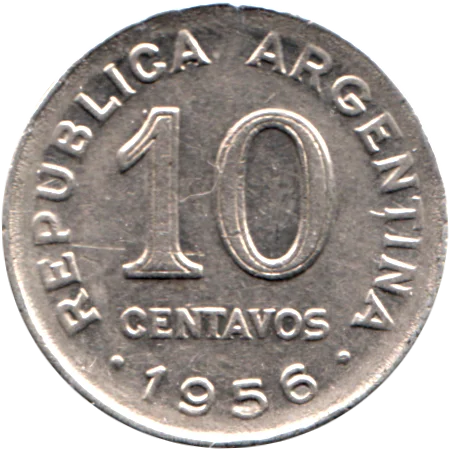 10 centavos, 1956 Reverse