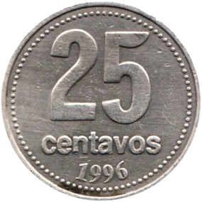 Preview 25 centavos, 1996 reverse