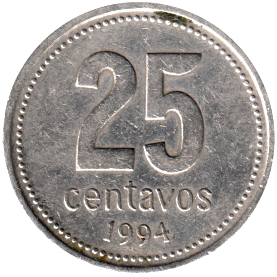 25 centavos, 1994 Reverse
