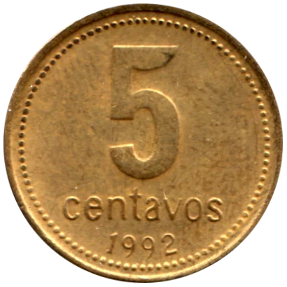 5 centavos, 1992 Reverse