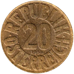 Preview 20 Groschen, 1954 reverse