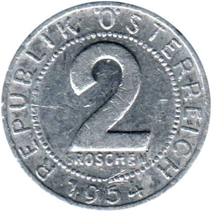 2 Groschen, 1954 Reverse