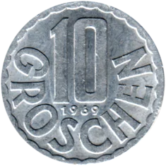 Preview 10 Groschen, 1969 reverse
