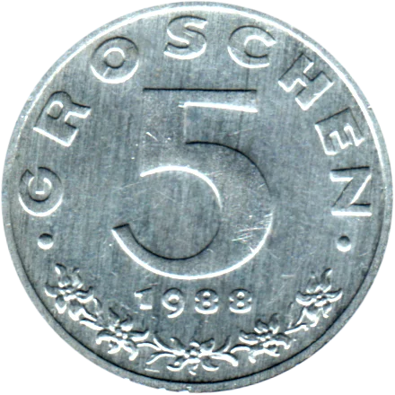5 Groschen, 1988 Reverse