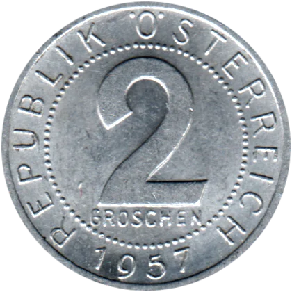 2 Groschen, 1957 Reverse