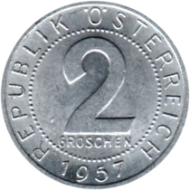 Preview 2 Groschen, 1957 reverse