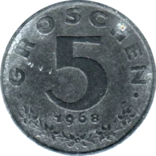 Preview 5 Groschen, 1968 reverse