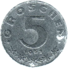 Preview 5 Groschen, 1951 reverse