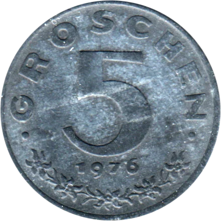 5 Groschen, 1976 Reverse