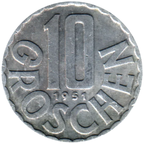 10 Groschen, 1951 Reverse