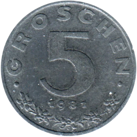 5 Groschen, 1981 Reverse