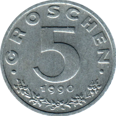 5 Groschen, 1990 Reverse