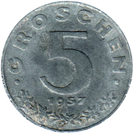 5 Groschen, 1957 Reverse
