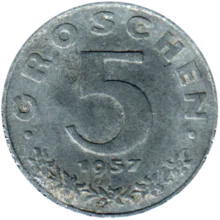 Preview 5 Groschen, 1957 reverse