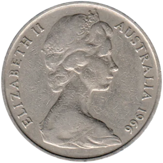 Preview 20 cents, 1966 obverse