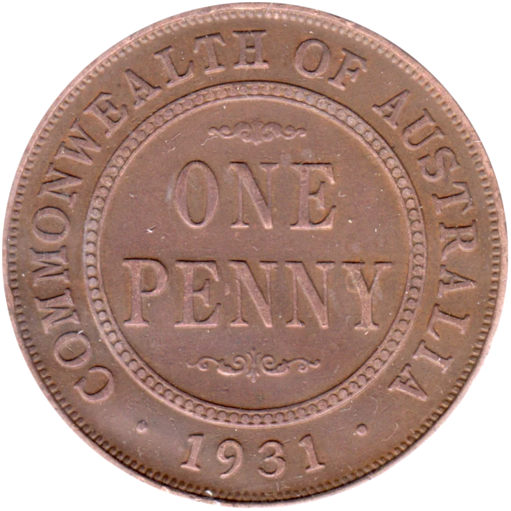 1 penny, 1931 Reverse
