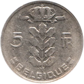 Preview 5 Francs, 1965 reverse
