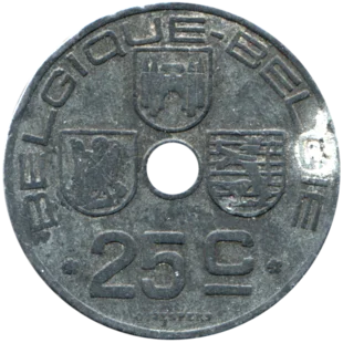 Preview 25 centimes, 1942 reverse