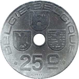 Preview 25 centimes, 1942 reverse