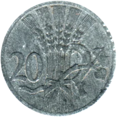 Preview 20 haléřů, 1941 reverse