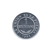 Preview 1 Boliviano, 1991 reverse