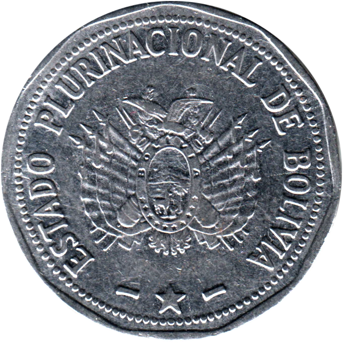2 Bolivianos, 2012 Obverse