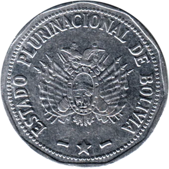 Preview 2 Bolivianos, 2012 obverse