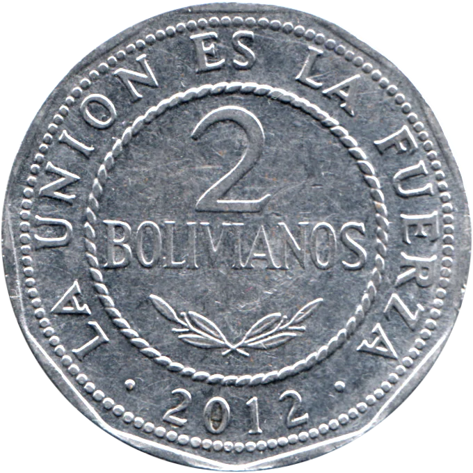 2 Bolivianos, 2012 Reverse