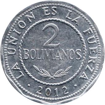 Preview 2 Bolivianos, 2012 reverse