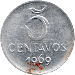 Preview 5 centavos, 1969 reverse