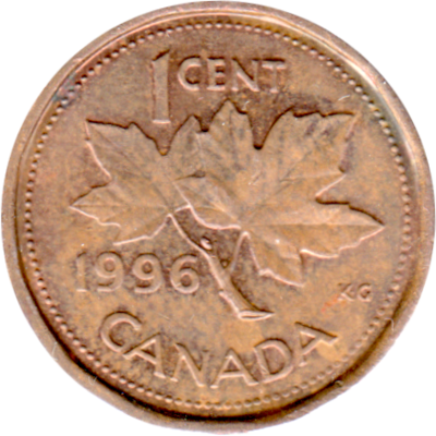 1 cent, 1996 Reverse
