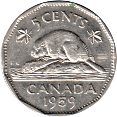 5 cents, 1959 Reverse