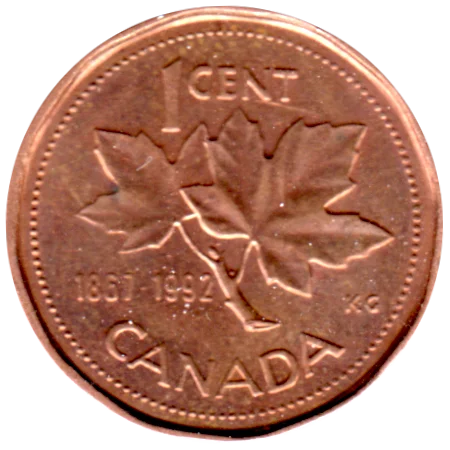 1 cent, 1992 Reverse