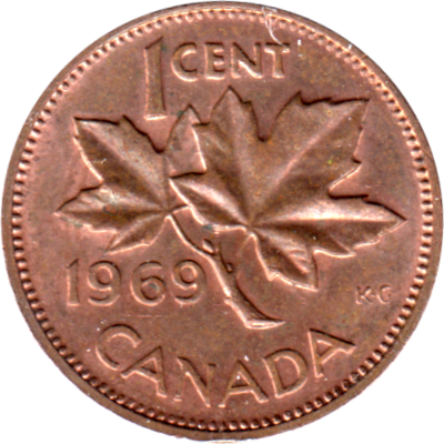 1 cent, 1969 Reverse