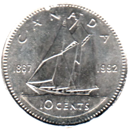 10 cents, 1992 Reverse