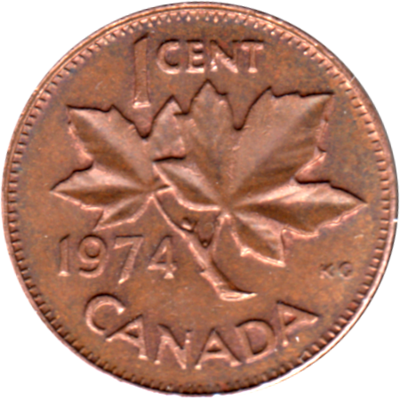 1 cent, 1974 Reverse