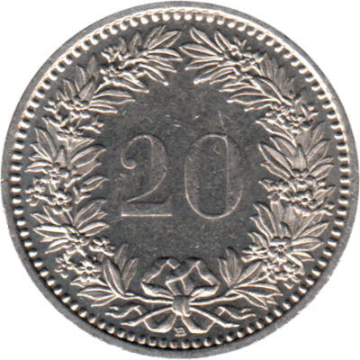 20 Rappen, 1989 Reverse