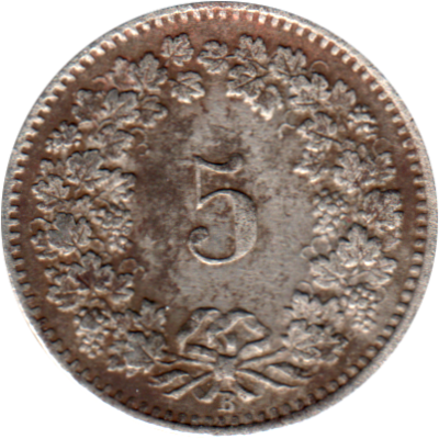 5 Rappen, 1907 Reverse