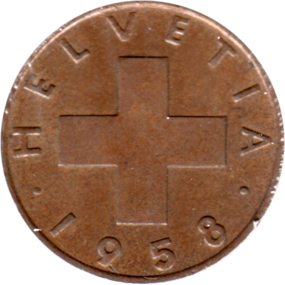 2 Rappen, 1958 Obverse