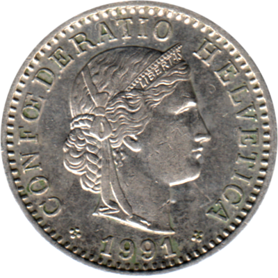 20 Rappen, 1991 Obverse