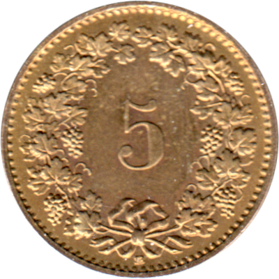 5 Rappen, 1992 Reverse