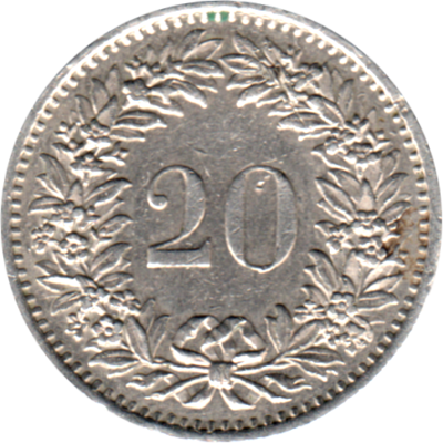 20 Rappen, 1975 Reverse
