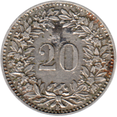 20 Rappen, 1884 Reverse