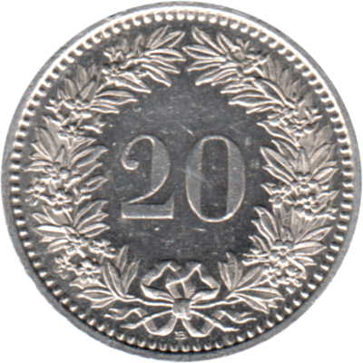 20 Rappen, 1988 Reverse