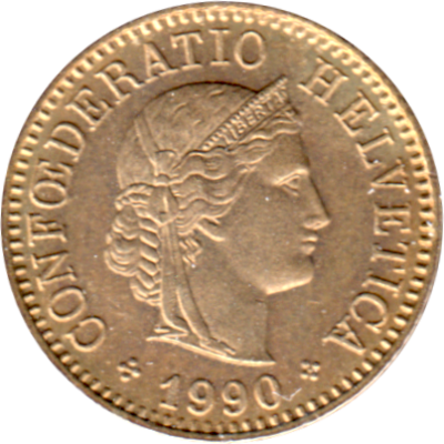 5 Rappen, 1990 Obverse