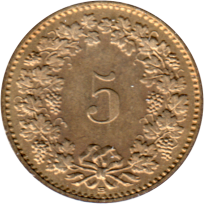5 Rappen, 1990 Reverse