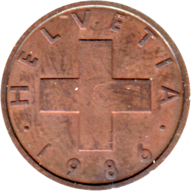 1 Rappen, 1986 Obverse